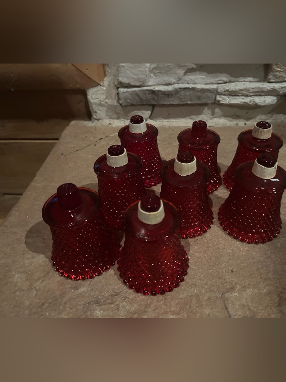 Lot of 8 Red Hobnail Votive Candle Holders